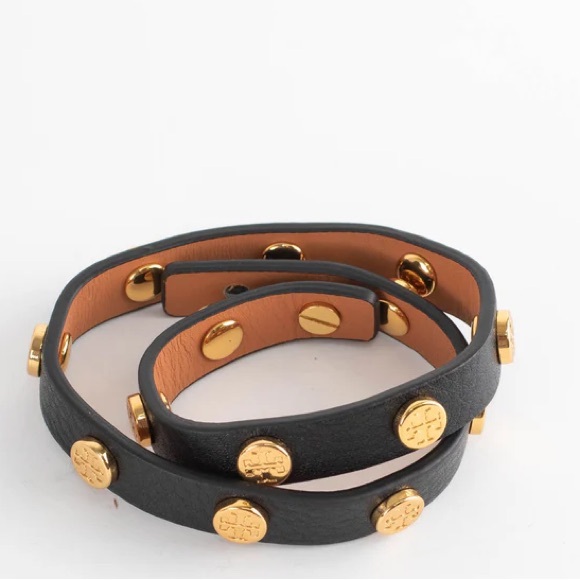 Tory Burch Double Wrap Logo Studded Leather Bracelet✨ - Picture 1 of 7